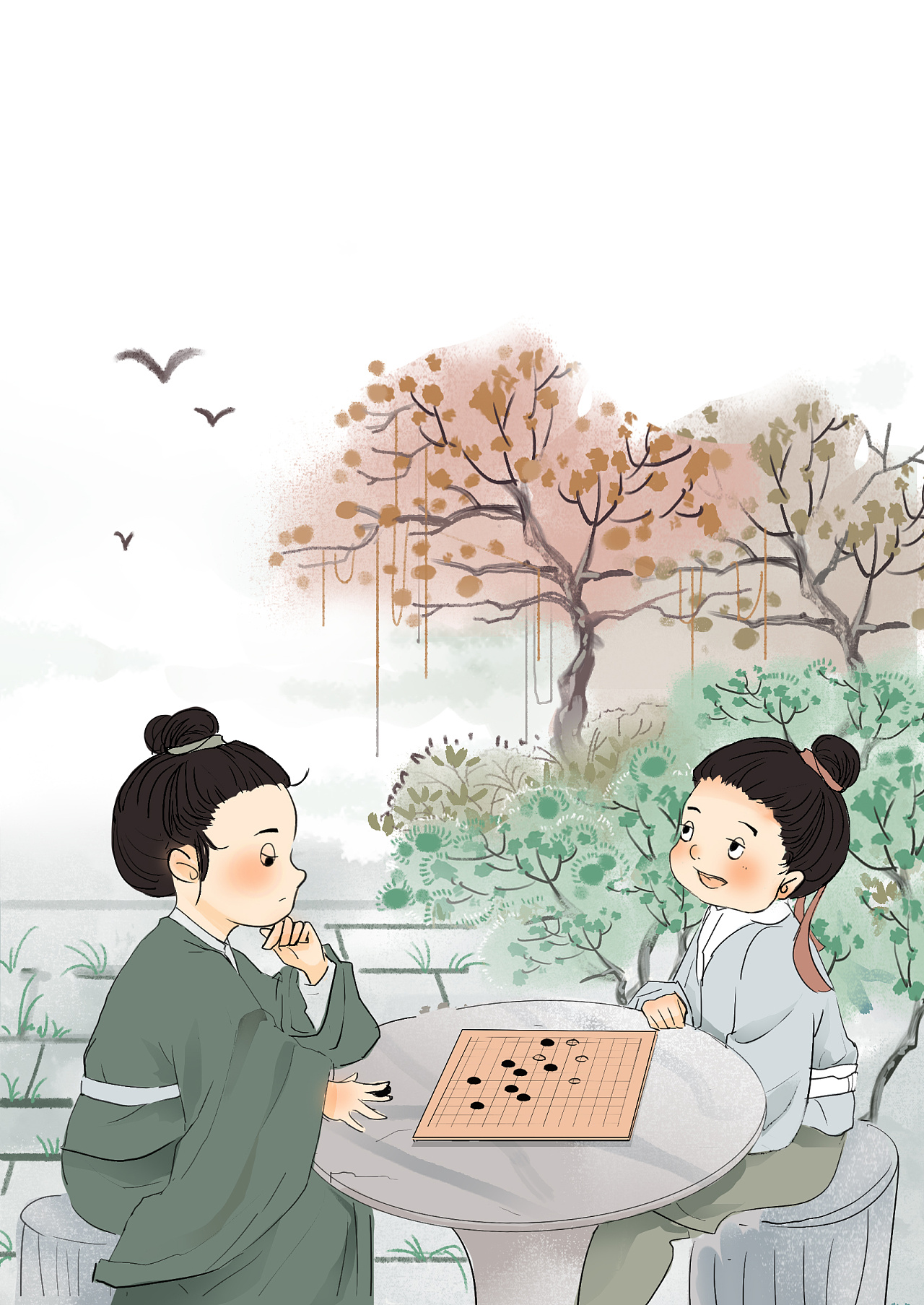 水墨古诗配图版绘