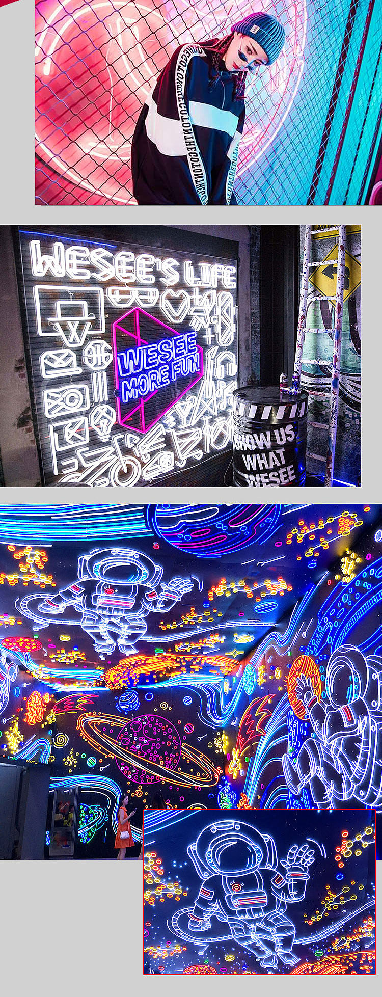 酒吧宣传灯光画 LED灯饰画 防水七彩幕墙灯饰画