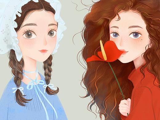 文艺气质小姐姐—萌系女孩系列插画