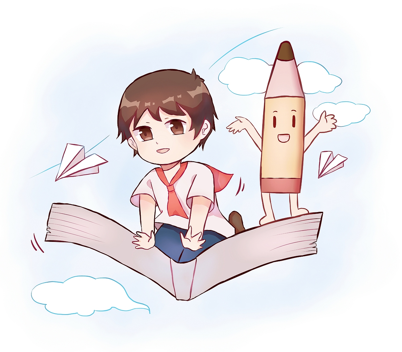 儿童书法读物人物设计插画1