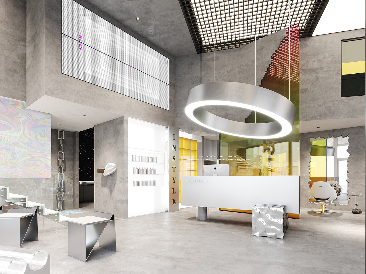 潮流理发店空间表现（图ZMjY0NDQ4MDgw） - 商业空间设计 - 站酷设计师梦境YINXIANG原创素材 - 站酷ZCOOL