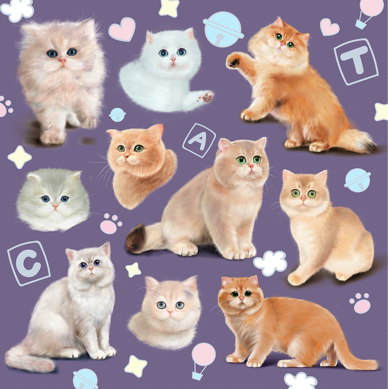 猫咪大合集（图ZMjY2NTA1MjEy） - 商业插画 - 站酷设计师佩佩小欣原创素材 - 站酷ZCOOL