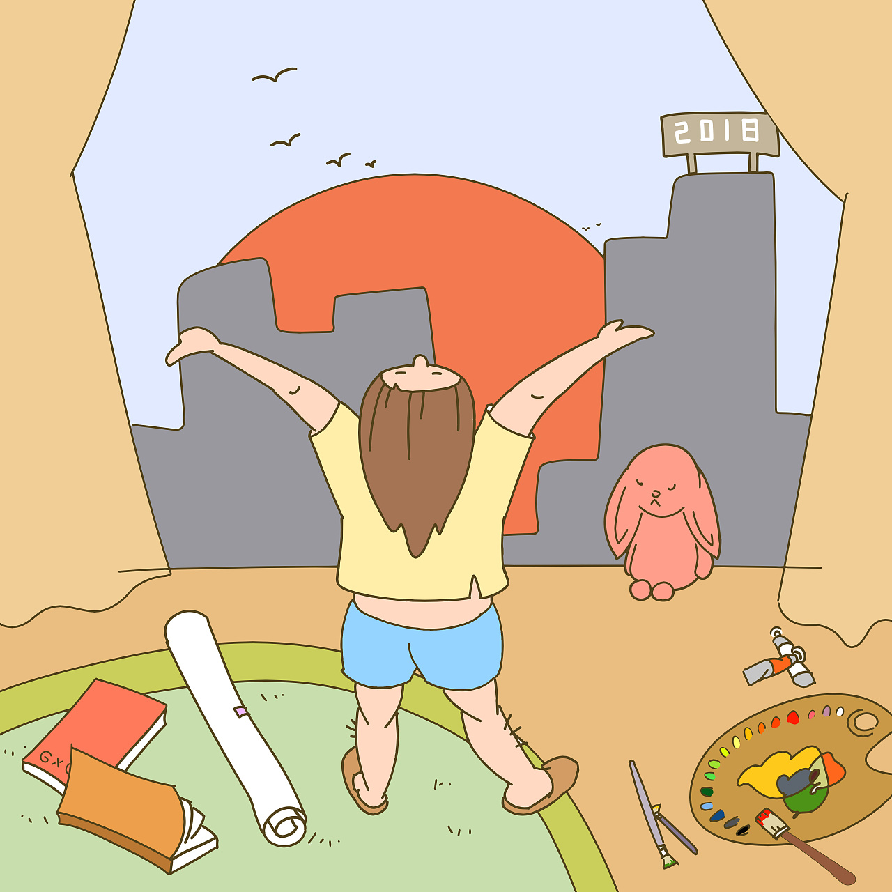 满满正能量的小插画,欢迎约稿哦