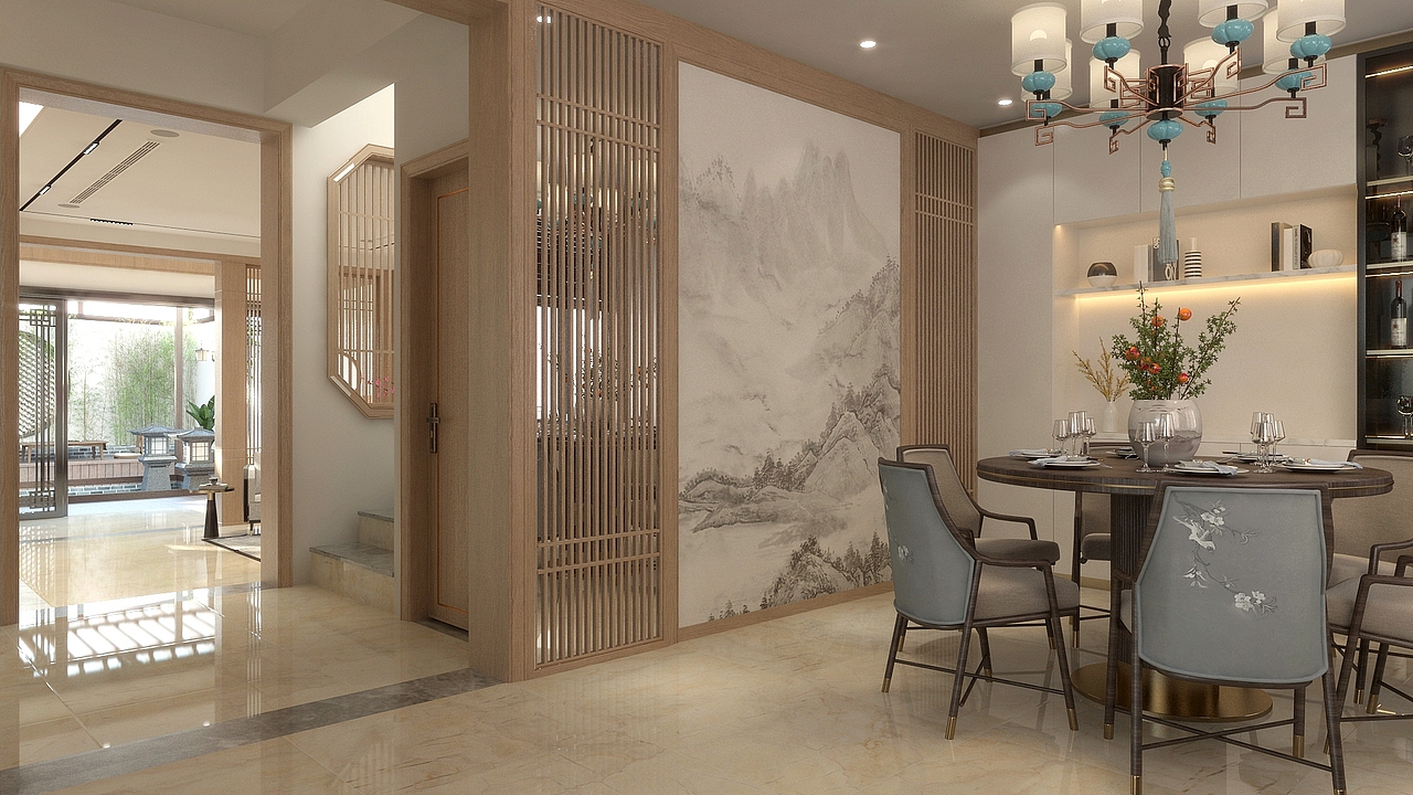 新中式别墅（图ZMjcyNzA0NDk2） - 家装设计 - 站酷设计师小猫大人原创素材 - 站酷ZCOOL