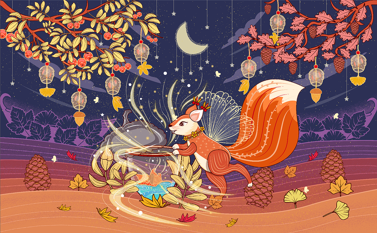 #插画#松鼠的秋天礼罐