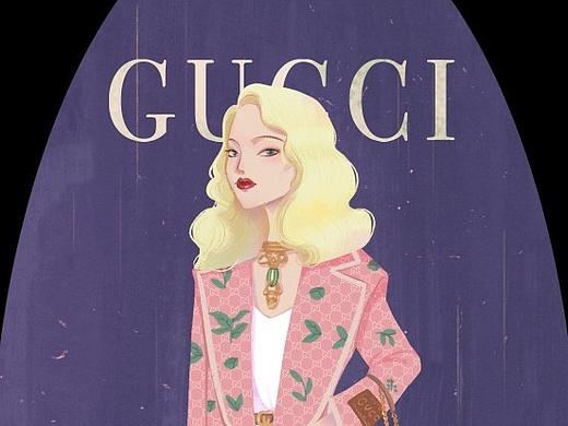 gucci 人物插画
