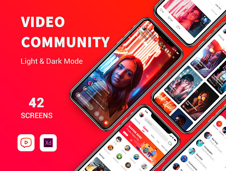 国外在线直播社交短视频分享记录手机app界面ui设计