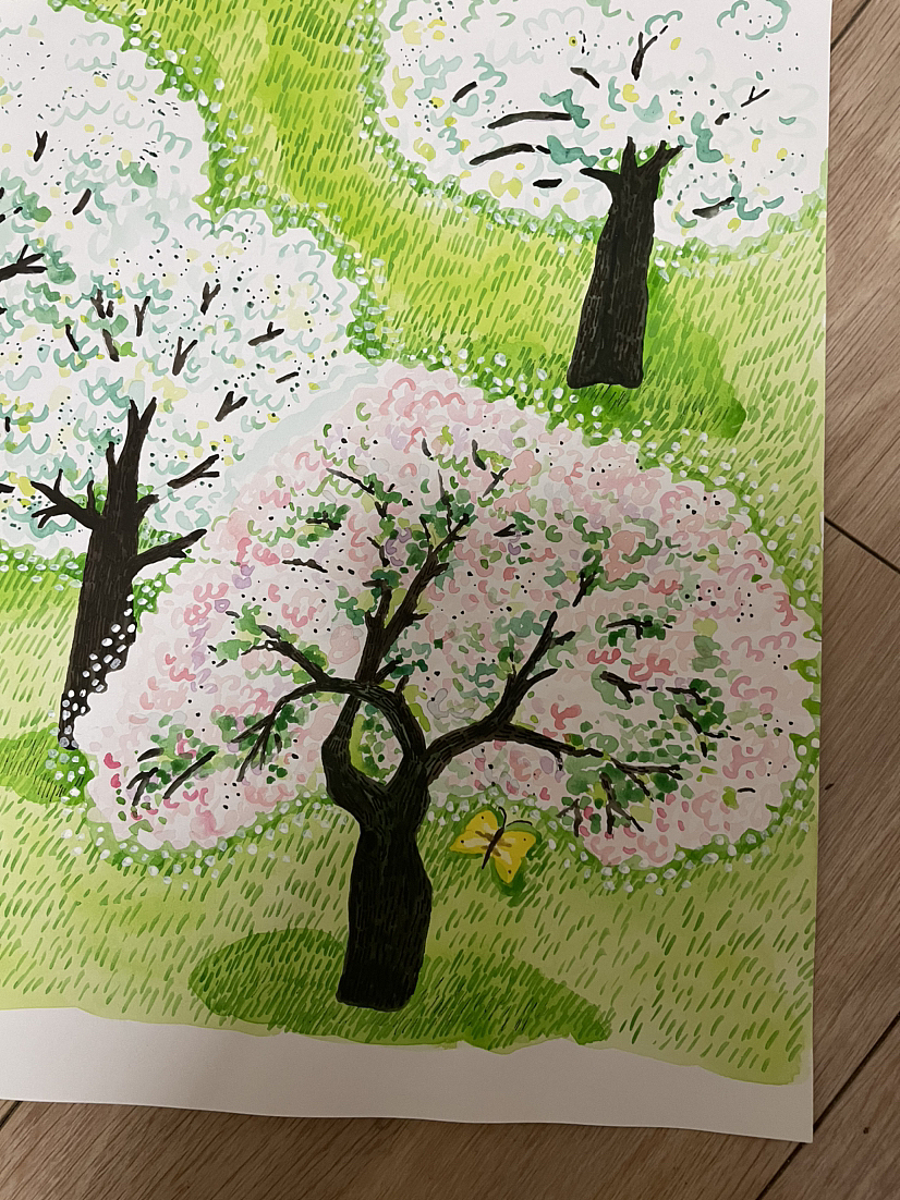 水彩苹果树梨树