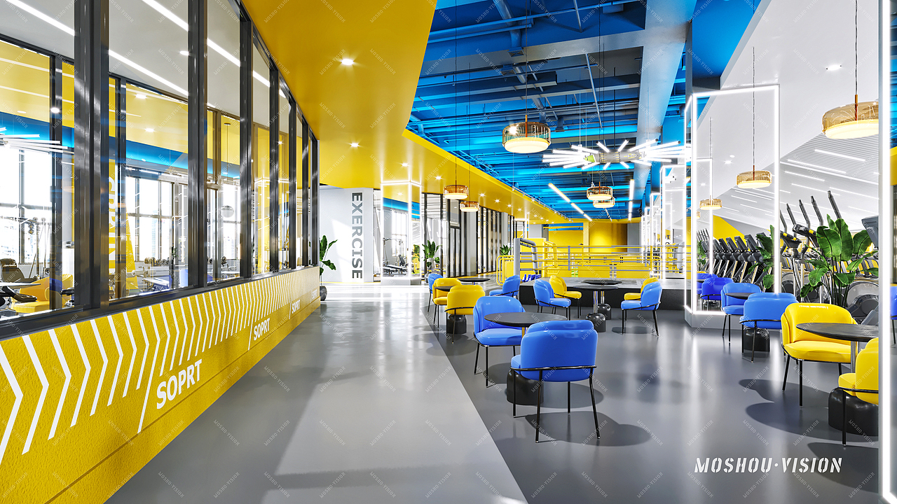 黄蓝风格健身会所