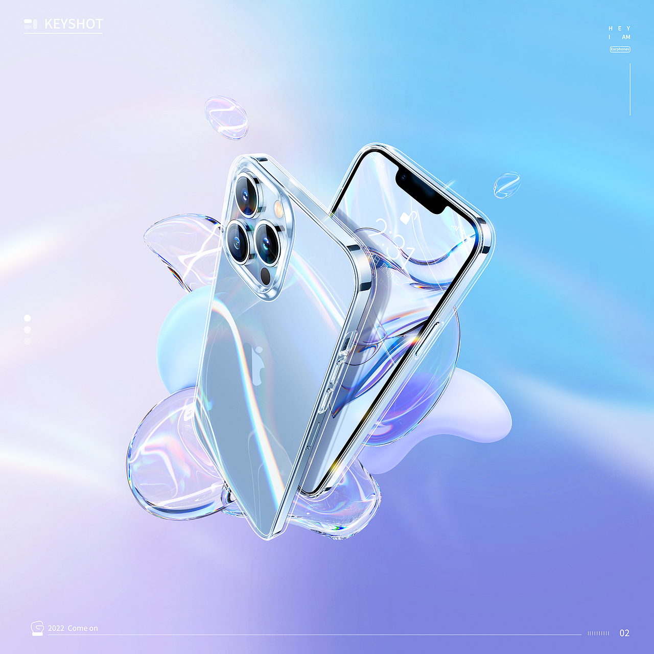 2022/耳机/万磁王/透明壳/室内场景/渲染