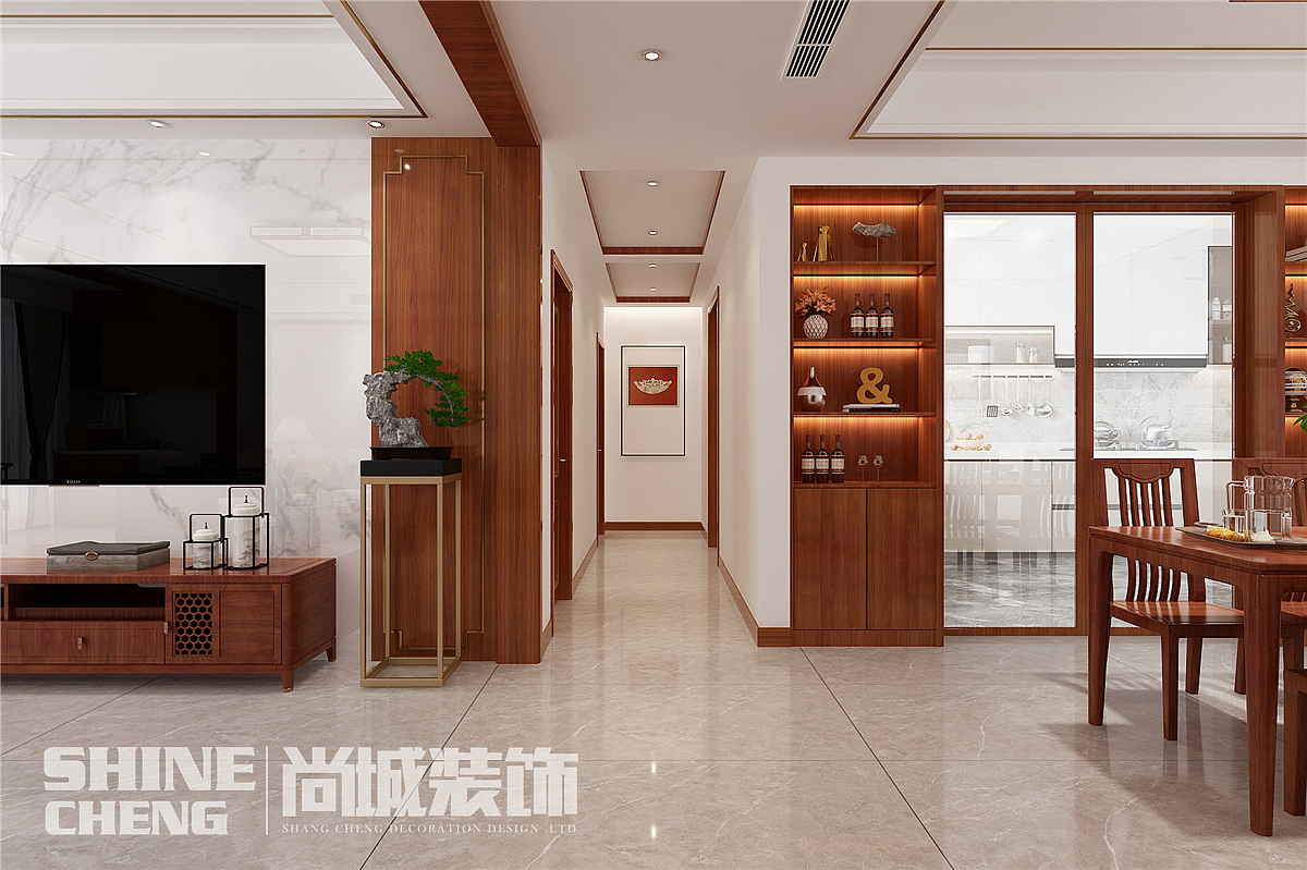 肥城世纪豪庭160㎡顶加阁新中式风格装修设计效果图