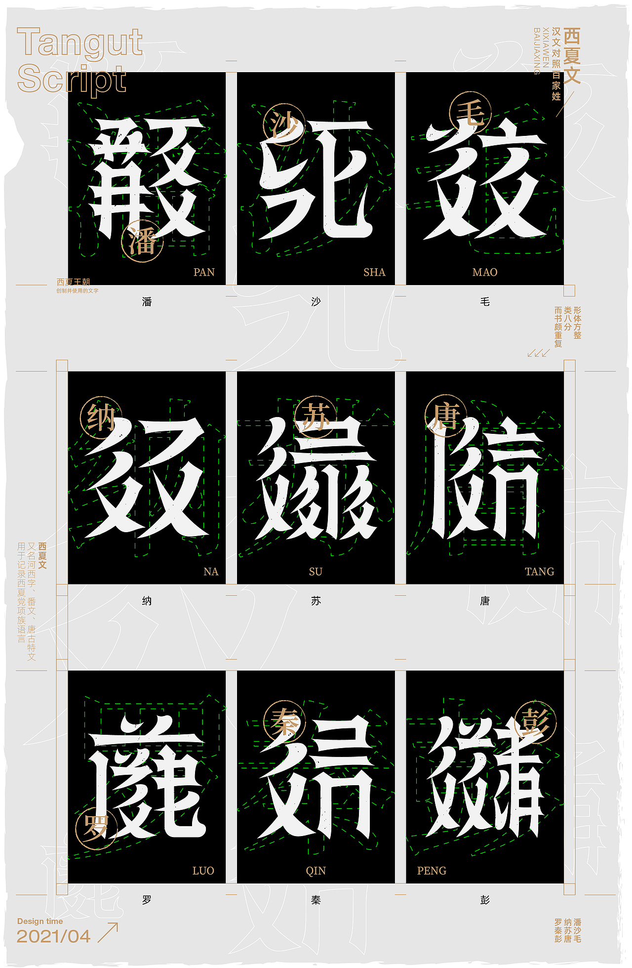 西夏文百家姓字体设计