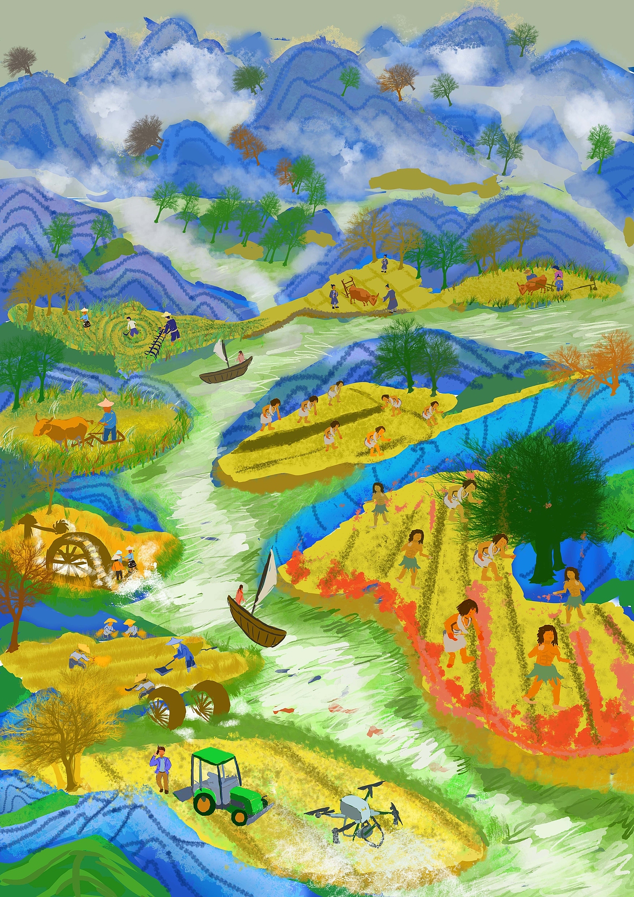 中国农耕文化 插画