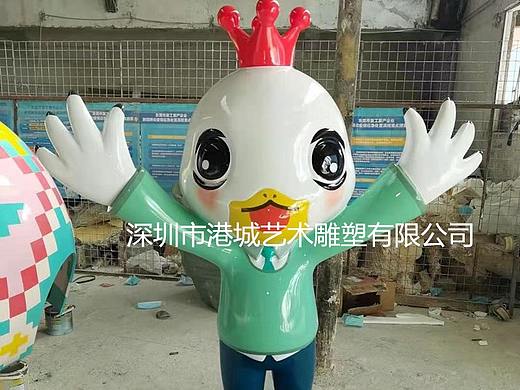餐厅吉祥物雕像招牌菜形象玻璃钢卡通鸡公仔雕塑定制厂