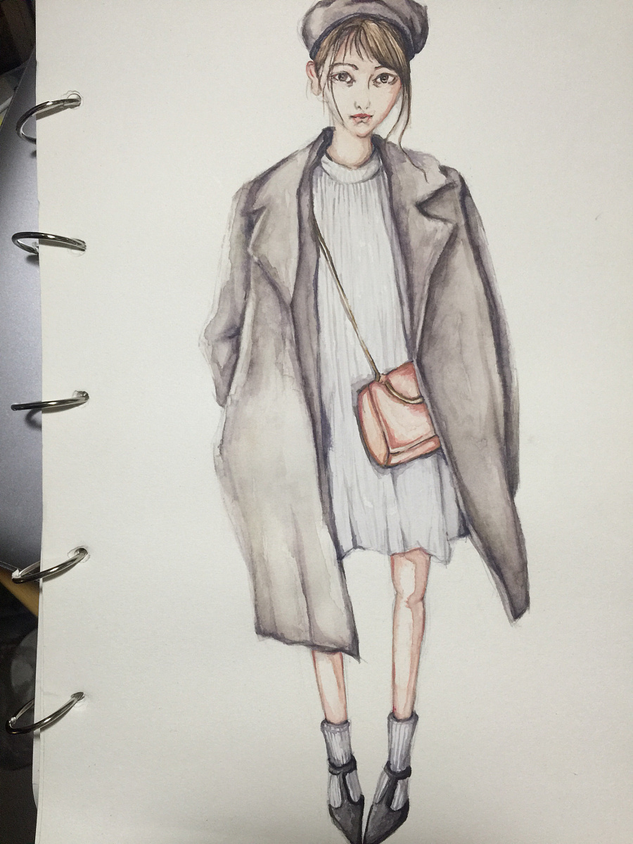 手绘时装画作业纪录少女模特:arashi杂志:vivi