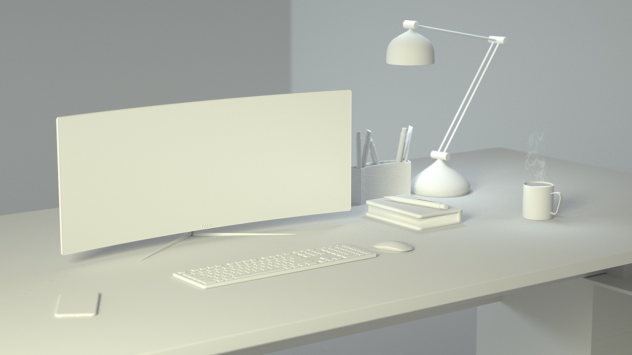 办公桌c4d建模渲染|三维|场景|heavenhe_原创作品-站酷zcool