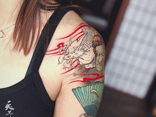 未完成作品：不动明王小青龙 （天予刺青·彦伊作品）