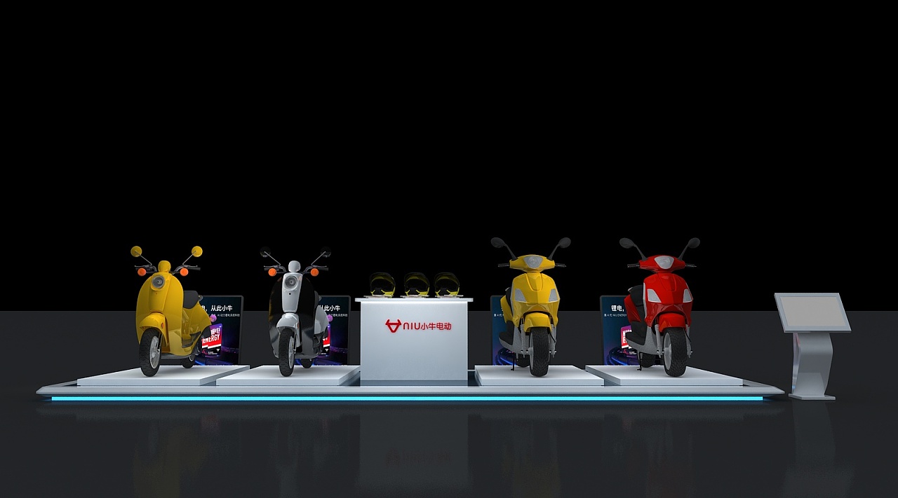 电动车展位展台3d效果图