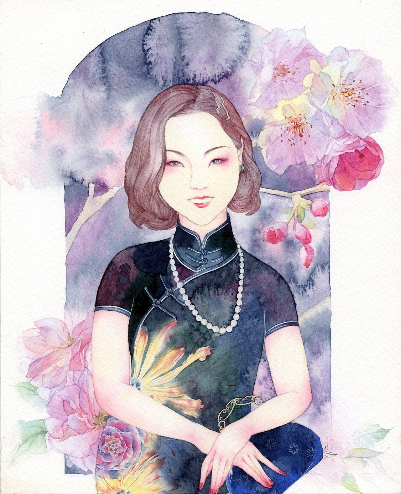 夜樱（图ZMzA0NzM4MTI=） - 商业插画 - 站酷设计师双兔纸原创素材 - 站酷ZCOOL