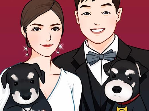 手绘婚礼肖像