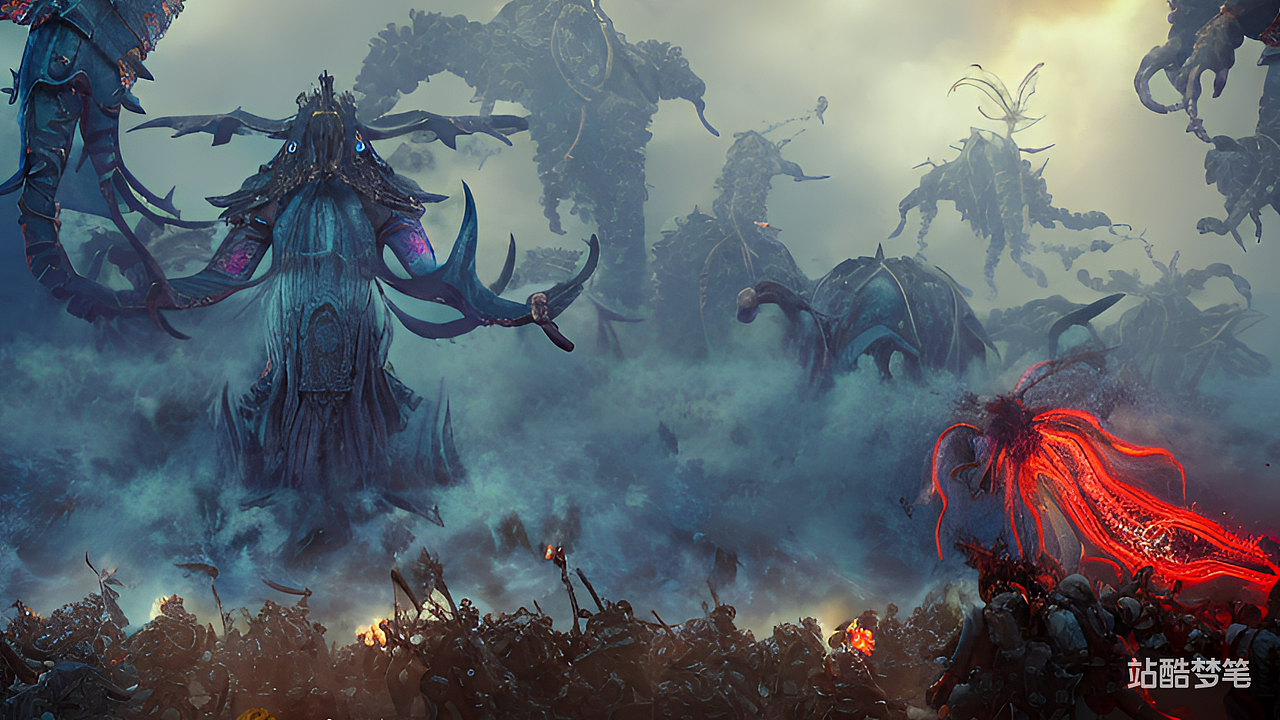 #站酷梦笔#克苏鲁大战魔兽（图ZMzI3MDc1NzEy） - AI作品 - 站酷设计师zoeming110原创素材 - 站酷ZCOOL