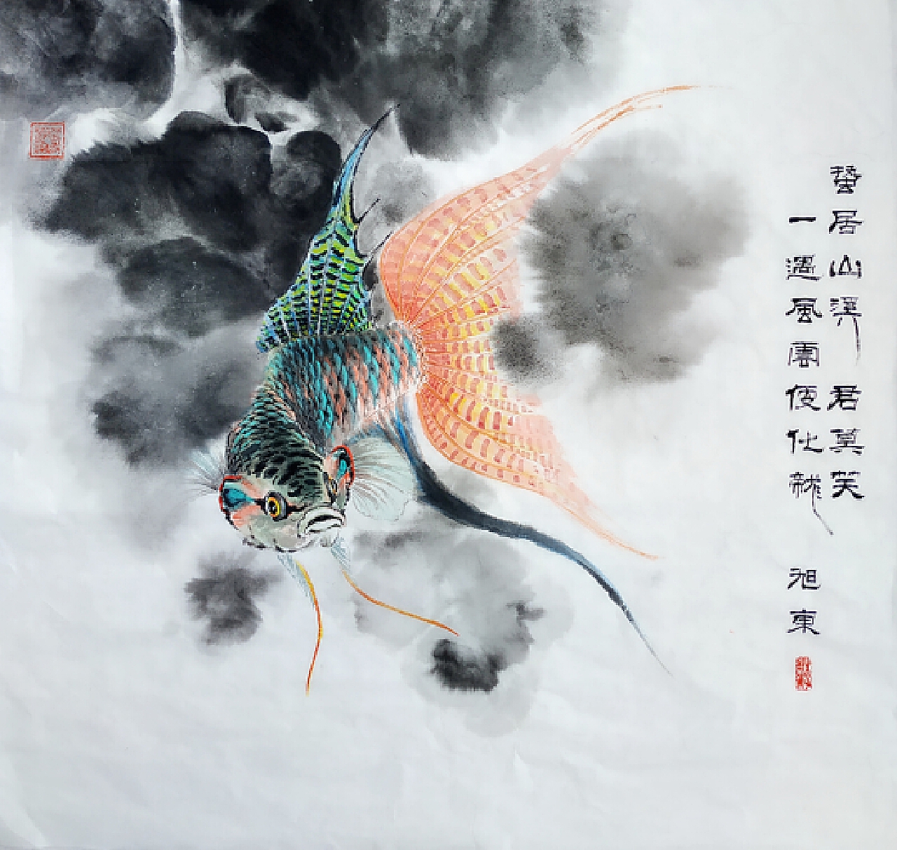 176 江西南昌三国·吴高荣墓出土的漆器器盖上的云凤图案-传统艺术-图片