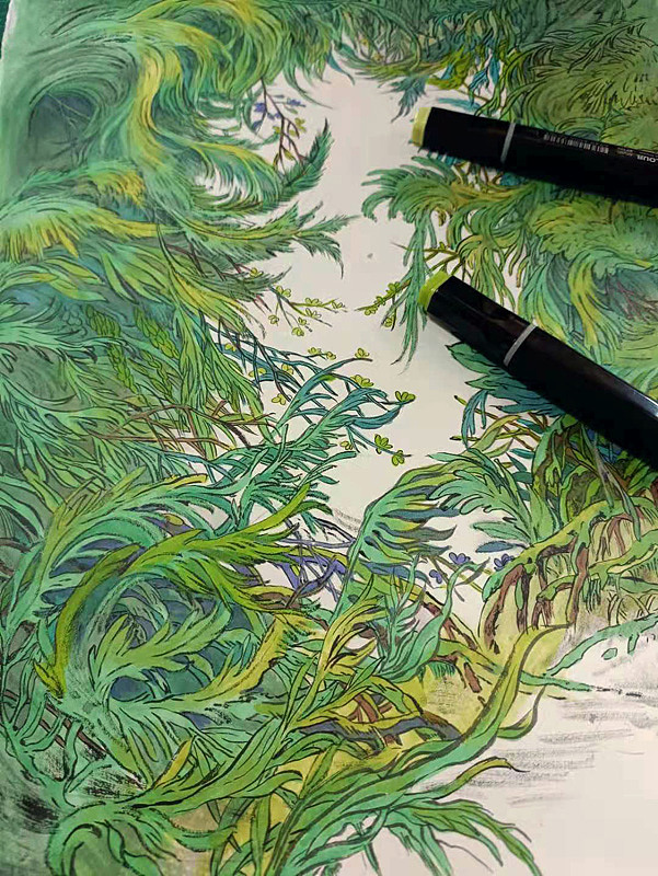 密园画集封面附手绘过程