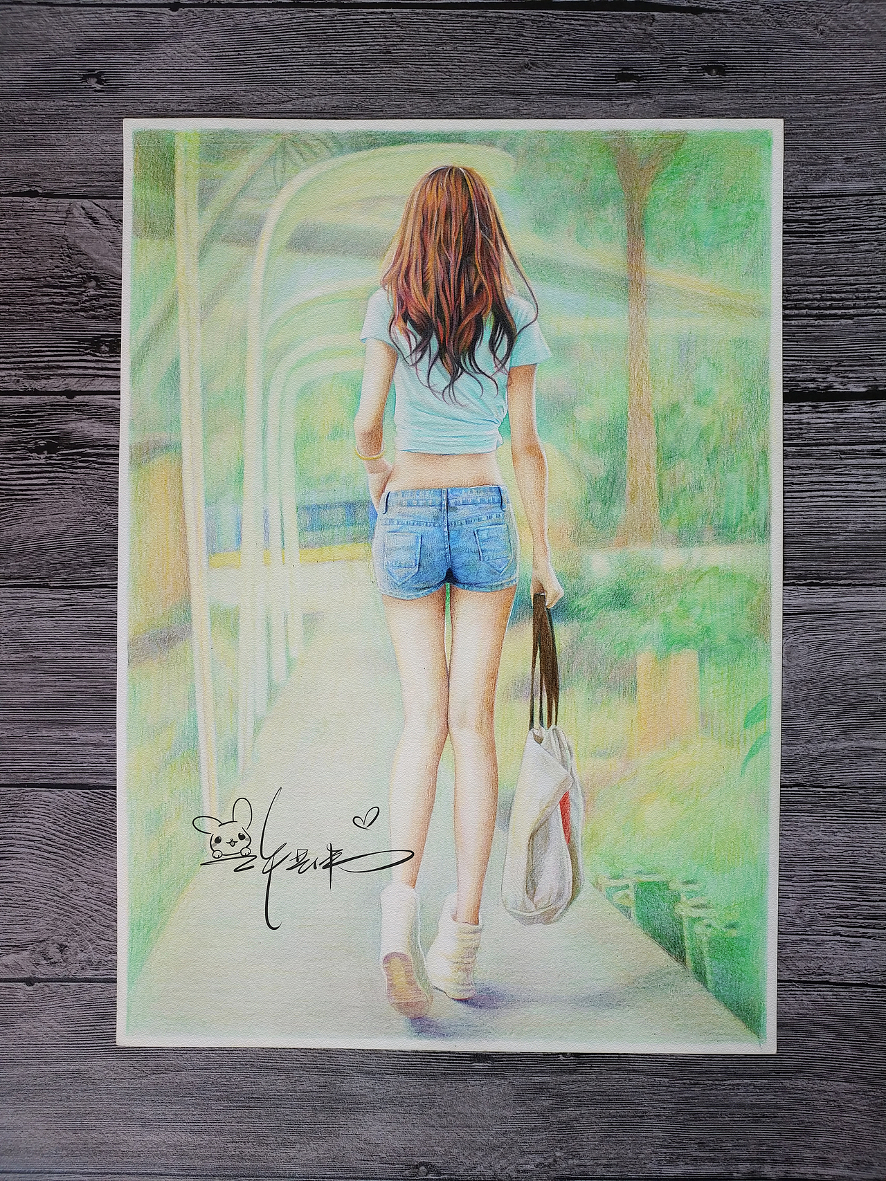 《唯美背影》彩铅作品