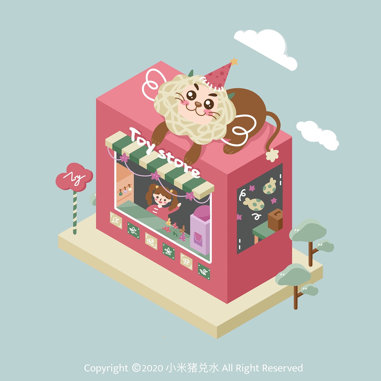 2.5D小街道（图ZMTk2MzQxMzg0） - 商业插画 - 站酷设计师小米猪兑水原创素材 - 站酷ZCOOL