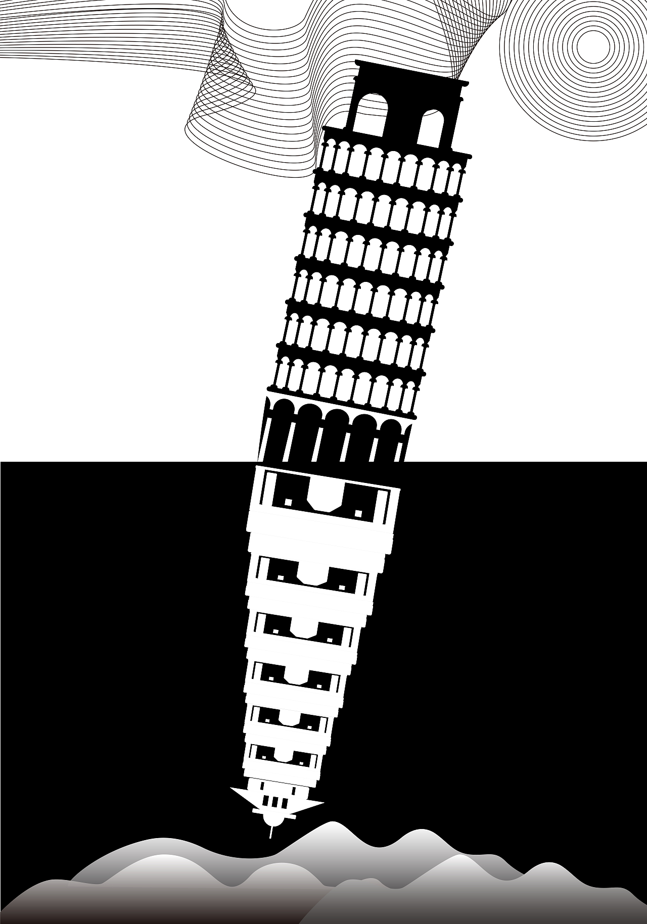 虎丘斜塔&比萨斜塔（图ZMTQ5MDUxMTUy） - 海报 - 站酷设计师水木孤风原创素材 - 站酷ZCOOL