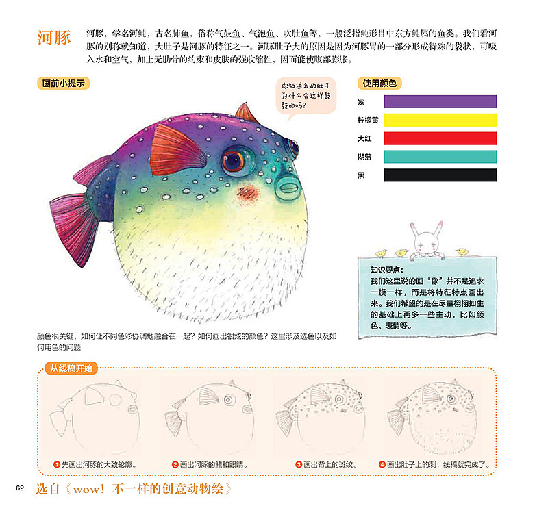 画儿晴天插画教程-河豚的画法（图ZMzg4NTU4NDA=） - 商业插画 - 站酷设计师画儿晴天原创素材 - 站酷ZCOOL
