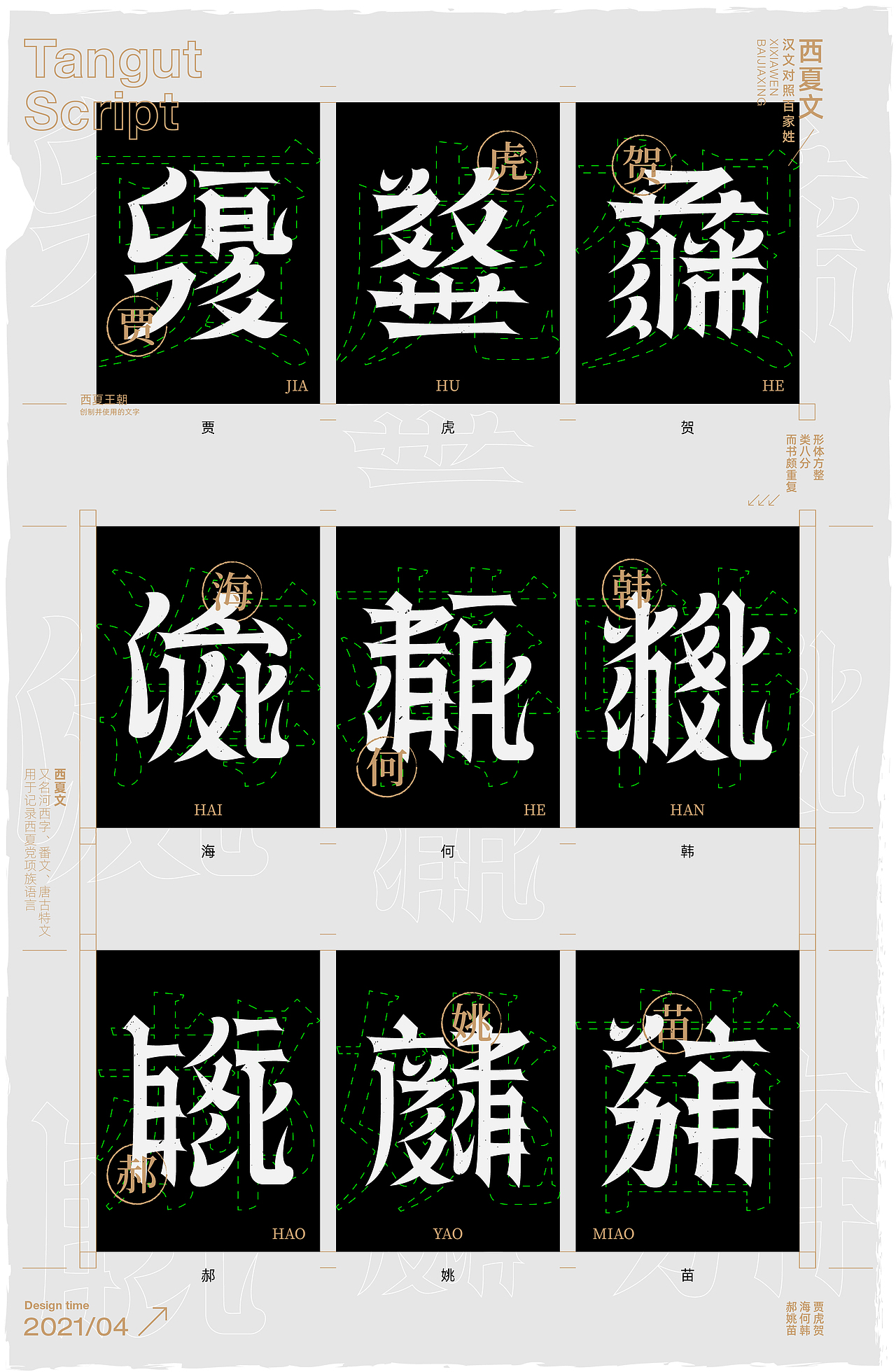 西夏文百家姓字体设计