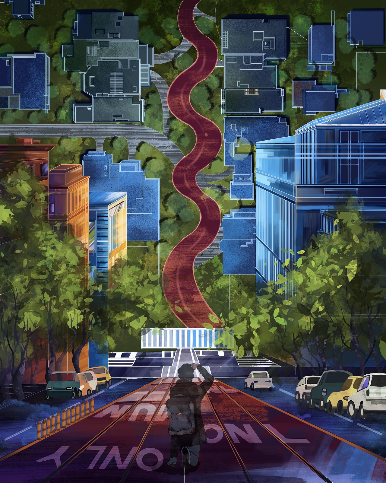 插画风景观空间