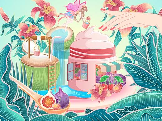 #my CLARINS 寻找天然好食肌# 娇韵诗美肌工坊品牌插画