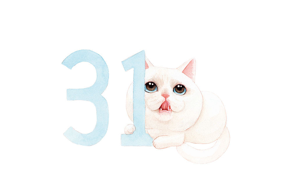 31号 喵小叽(我在公司楼下草坪抓到的一只小流浪~送给了画友豆包兔来养~~我就这样开始了云养猫的生活~哈哈哈~)