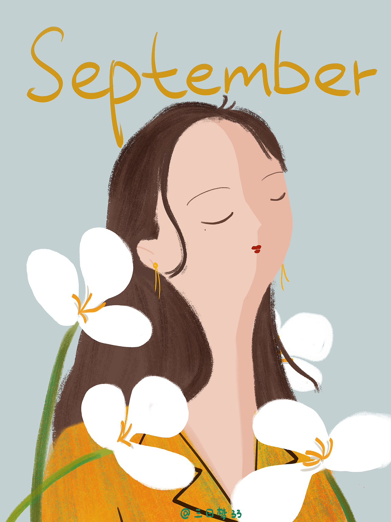 十二月份日历女孩插画