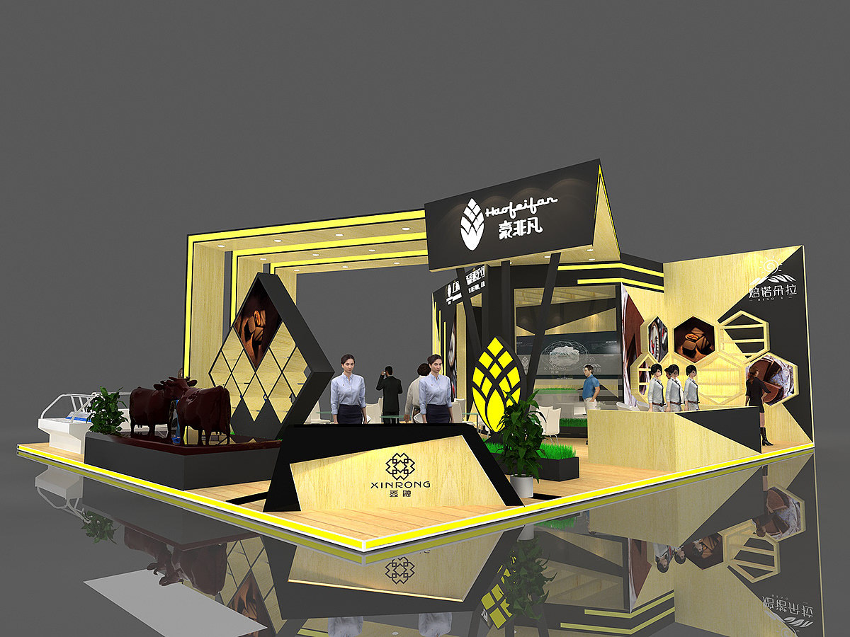 食品展位展会展台设计3D效果图