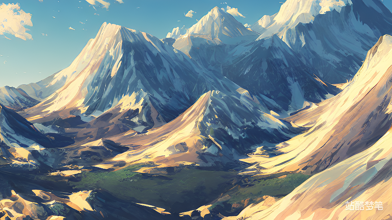 #站酷梦笔#山脉（图ZMzI1NTgyMDAw） - AI作品 - 站酷设计师上班哪有不摸鱼的原创素材 - 站酷ZCOOL