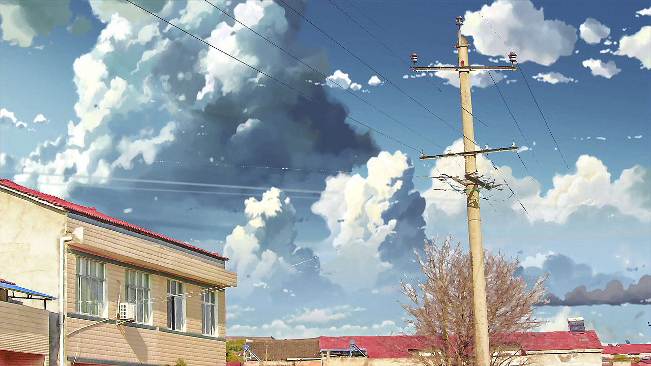 家乡风景动漫风格化