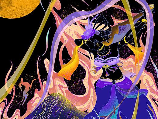 “敦煌飞天”插画（个人主页-ZNTY1NTI4MTY=） - 海报 - 站酷设计师奶油小方O原创素材 - 站酷ZCOOL