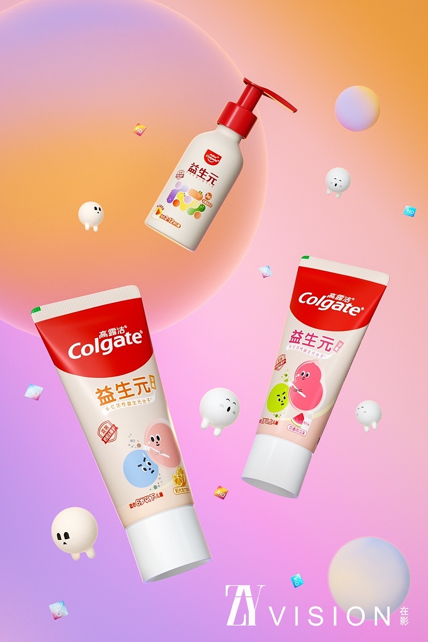 高露洁牙膏日用品摄影c4d线条插画106在影视觉feigara包包海报图111