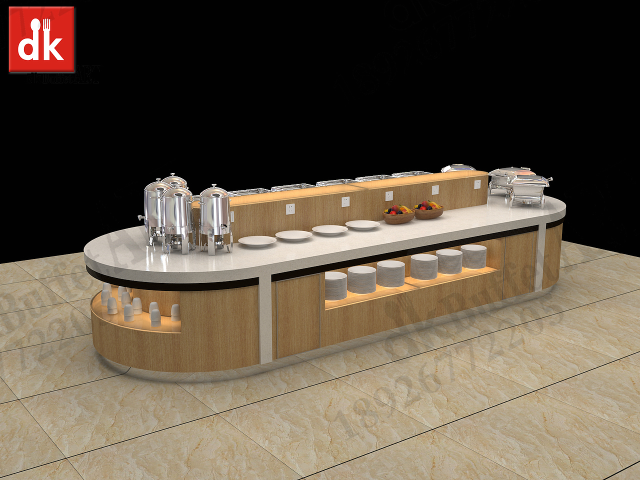 机关单位食堂装修方案 职工餐厅自助餐台定制 布菲台