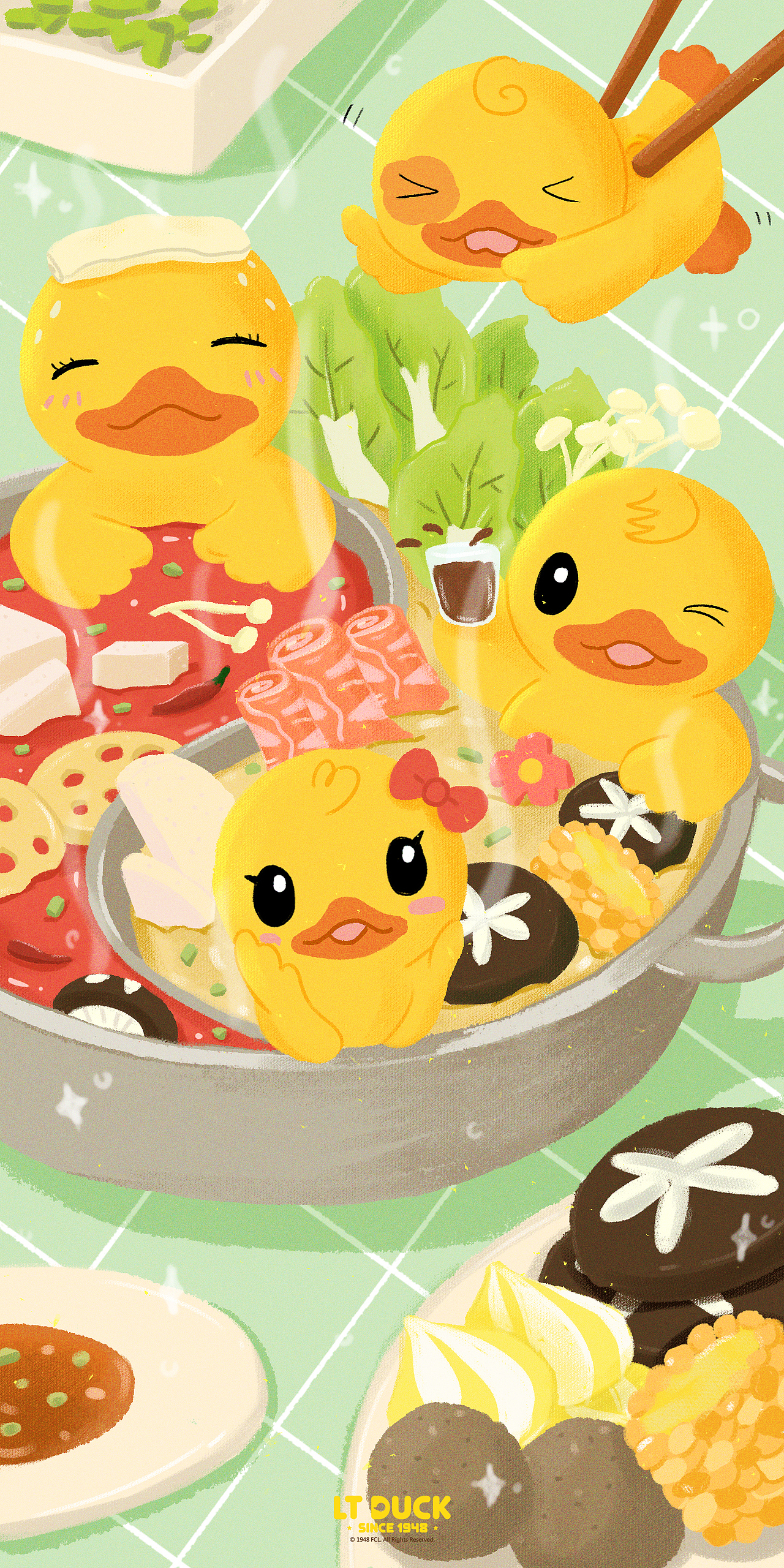 壁纸丨小黄鸭LT DUCK美食季