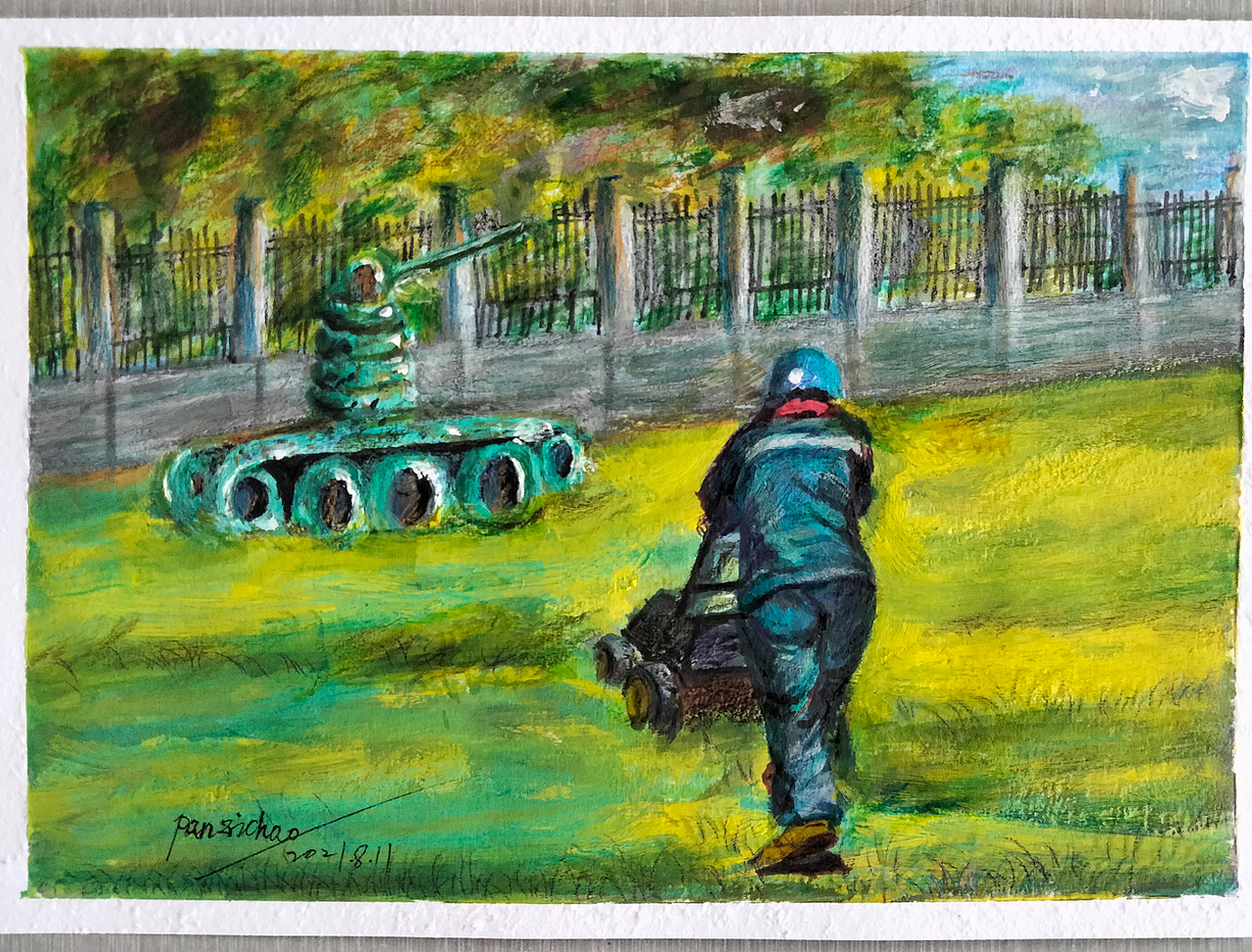 厂区一角，彩铅小画