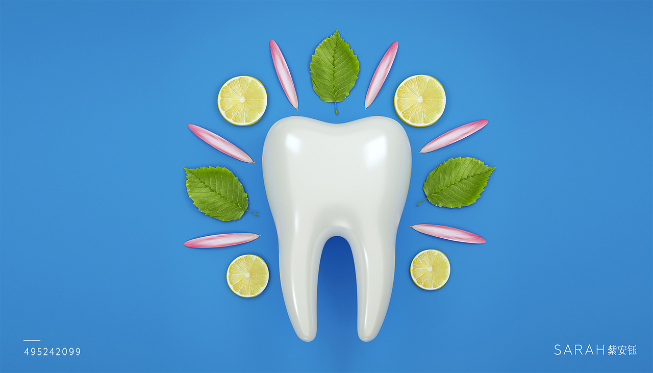 牙牙的2019一颗牙齿的新年c4d牙科创意紫安钰