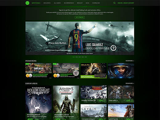 Razer Cortex Deals 主页设计