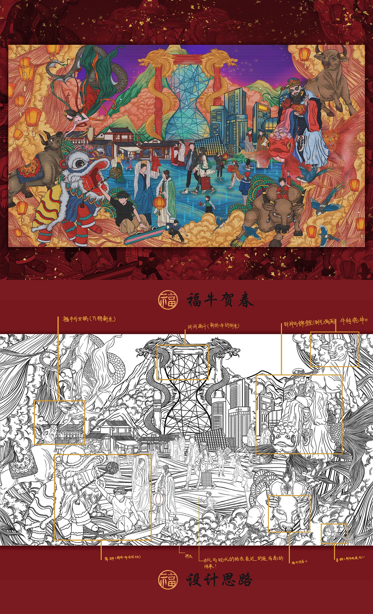 福牛迎春（图ZMjQzMjAzNDk2） - 创作习作 - 站酷设计师初wuwu原创素材 - 站酷ZCOOL
