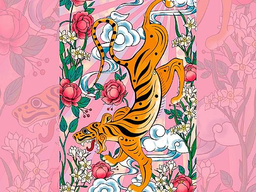 豫游纪原创古代瑞兽系列《虎嗅蔷薇》