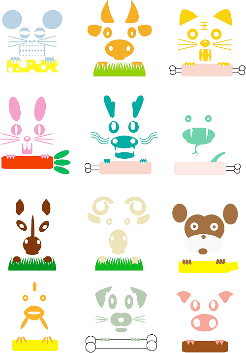十二生肖（图ZNTExMDEy） - 商业插画 - 站酷设计师春春花儿开原创素材 - 站酷ZCOOL