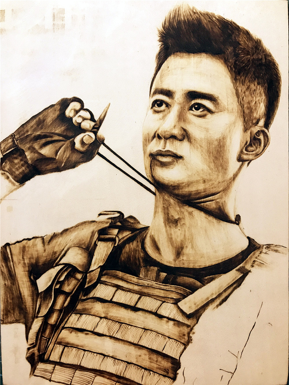 吴京战狼2烙画